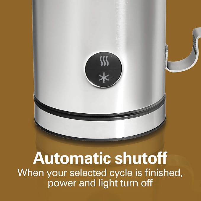 Hamilton Beach Electric Hot & Cold Milk Frother, Automatic Warmer & Steamer for Latte & Cappuccino, Stainless Steel (43560C)