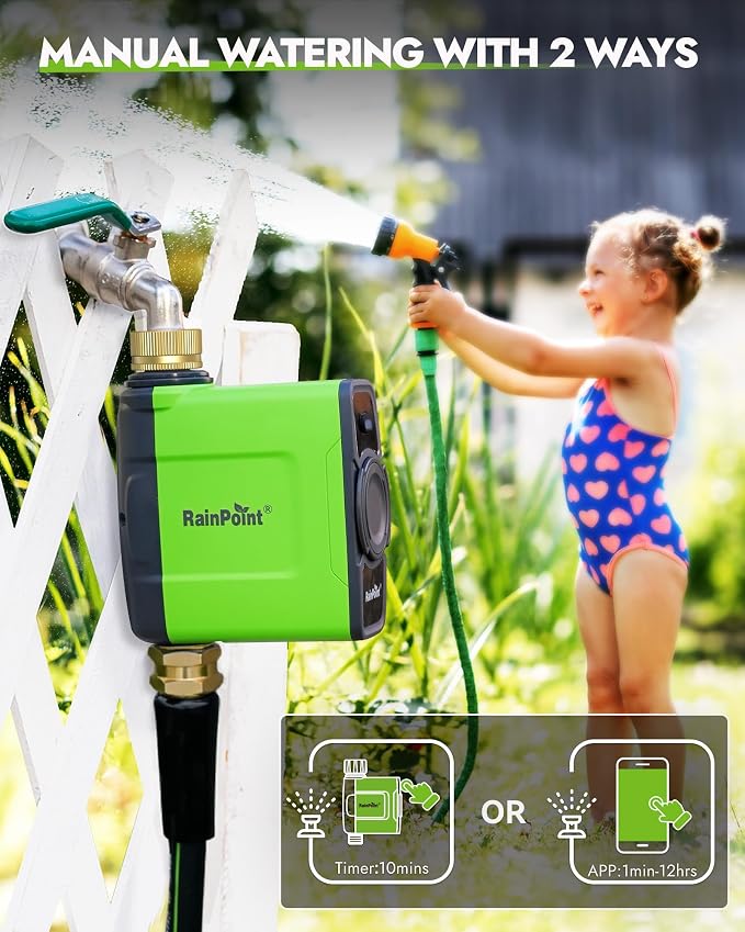RAINPOINT WiFi Water Timer for Garden Hose, 2027 New Version WiFi Sprinkler Controller, Smart Hose Timer Valve, Automatic Drip Irrigation System/Rain Delay for Garden
