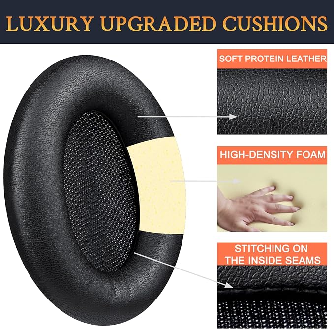 SOULWIT Replacement Kit for Sony WH-1000XM3 Headphones, Replacement Ear Pads Cushions + Headband Repair Part - Black