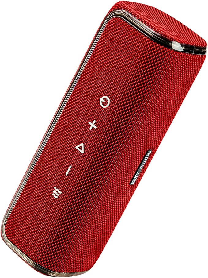 Portable Outdoor Bluetooth Speaker for Camping Showers, IPX7 Waterproof Floating, 25H Playtime, Interacitve Tap-to-Play Drum Beats, RGB Lights for Sports, Hiking, Party, Red