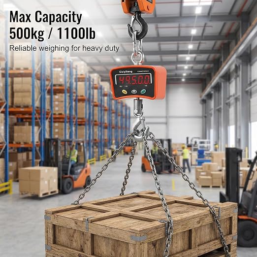 Digital Hanging Scale Industrial Crane Scale with Precision Sensor Suitable for Farm Weighing (500kg/1100lb)