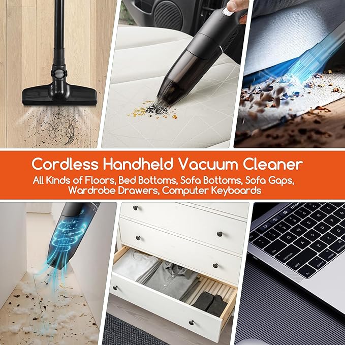 REECOO Cordless Stick/Handheld Vacuum Cleaner, 10-17Kpa 2-Level Powerful Suction,Fast Charging-Use Durable, Latest Household Vacuum Cleaners for Cleaning Flooring,Carpets,Car Seat,Sofas, Hair and Dust