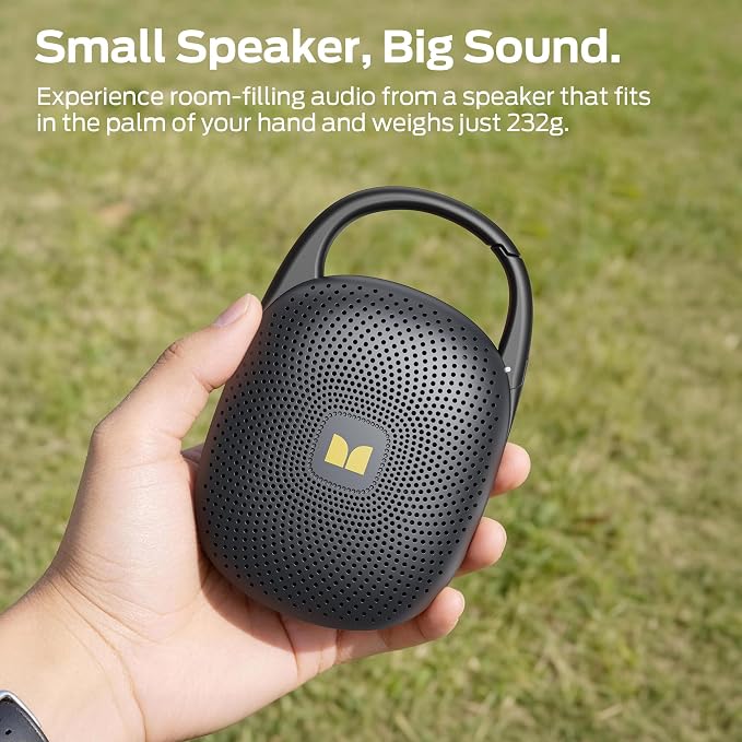 Monster Clip-On Speaker with Carabiner, Ultra-Portable Bluetooth 6.0 Shower Speaker IPX7 Waterproof, 29H Playtime Small Wireless Speaker for Hiking Camping Beach Outdoor Travel - Black