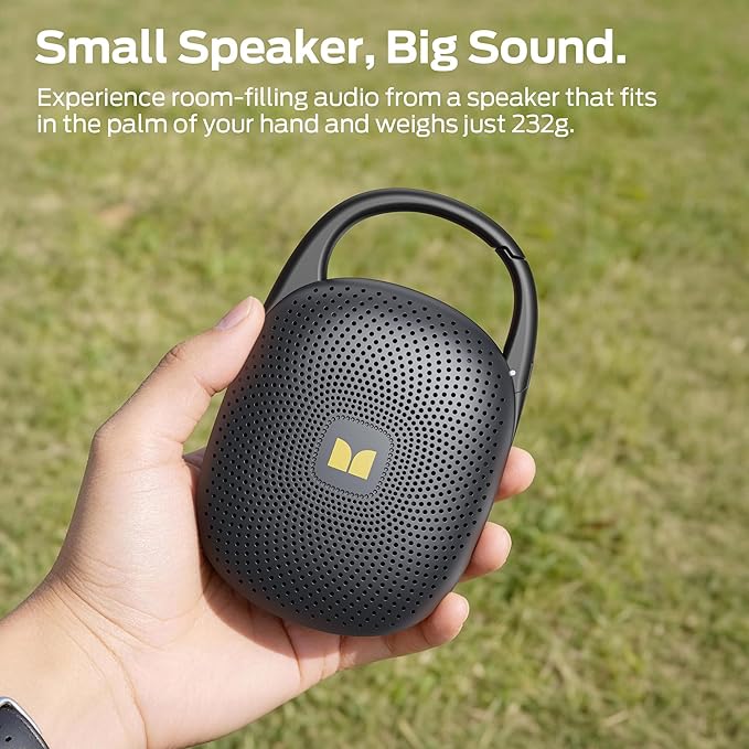Monster Ultra-Portable, Waterproof Bluetooth Speaker, Integrated Carabiner, Black