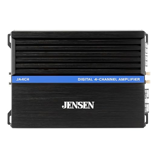 JENSEN JA-Series JA4CH High-Performance Class-D 4-Channel Car Audio Amplifier | Truck, Motorcycle, Golf Cart | 1,000 Watts Peak Power | Efficient Compact Design | CTA-2006-D Certified | Bridgeable