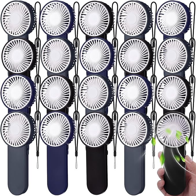 Sumind 20 Pcs Small Personal Portable Fan Mini Handheld Bulk 1 Speed Electric Cute Battery Powered for Neck Lash Makeup Women Men Travel Camping Indoor Outdoor Summer (Dark Colors)