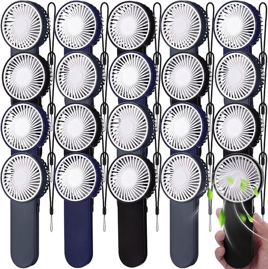 Sumind 20 Pcs Small Personal Portable Fan Mini Handheld Bulk 1 Speed Electric Cute Battery Powered for Neck Lash Makeup Women Men Travel Camping Indoor Outdoor Summer (Dark Colors)