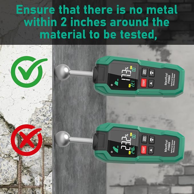 Pinless Wood Moisture Meter,Non-Destructive Depth 5-40mm for Wood & Walls | Digital Moisture Detector Built-in Flashlight for Concrete, Floors