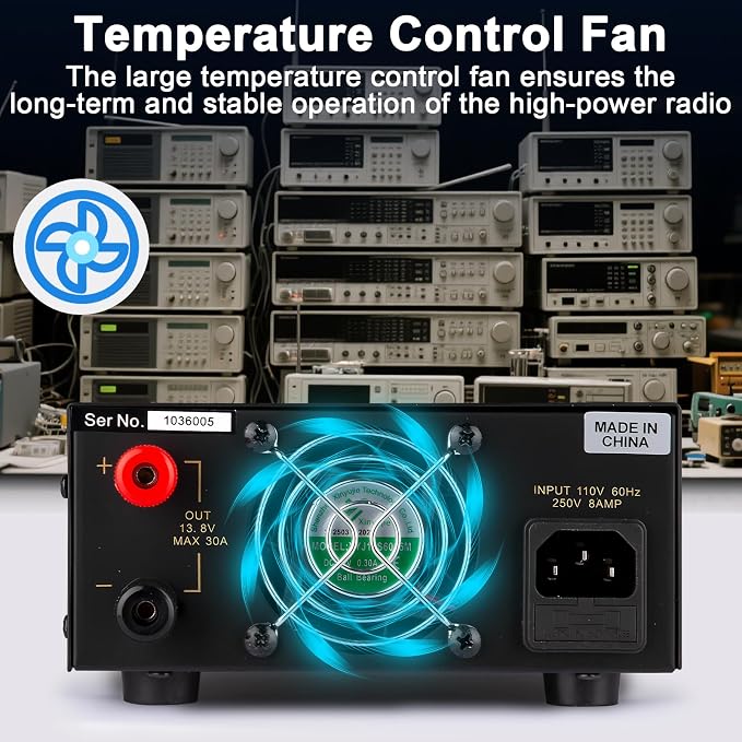 13.8V 30A DC Power Supply, Universal Compact Ham Radio Power Supply with 10A Plug Socket Put & Noise Offset, Analog Lab AC to DC Switching Converter for CB VHF UHF HAM Amateur Radio,AnyTone &TYT Radio