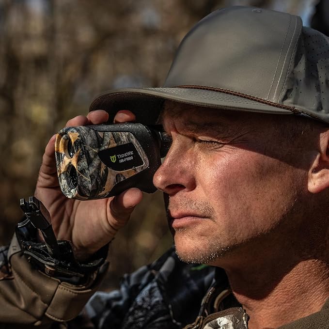 TIDEWE Hunting Rangefinder with Rechargeable Battery, 700/1000Y Camo Laser Range Finder 6X Magnification, Distance/Angle/Speed/Scan Multi Functional Water-Resistant Rangefinder with Case