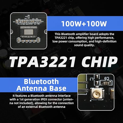 ZK-1002T Max 100W+100W Power Amplifier Board, 2.0 Channel Audio Power Amplifier,TPA3221 Chip with Bluetooth/AUX/USB Input Mode Selection Toggle Switch