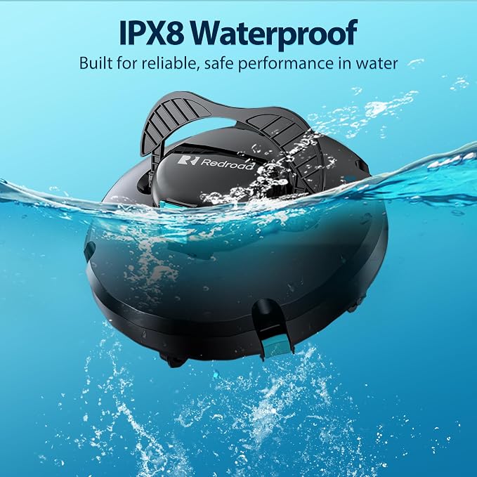 Cordless Robotic Pool Cleaner,Automatic Pool Vacuum Lasts 150Mins,Powerful Suction,Self-Parking, Maximum Climbing Angle 18 Degrees,Lightweight for Above/Inground Pools Up to 1200 Sq.Ft