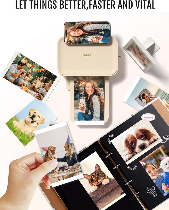 iDPRT 4x6 Photo Printer, CP4100 Photo Printer for iPhone & Android with 20 Sheets & 1 Cartridges, Wi-Fi Wireless Portable Picture Printer, Instant Print Photos, Dye Sublimation, Ideal Gift, Beige
