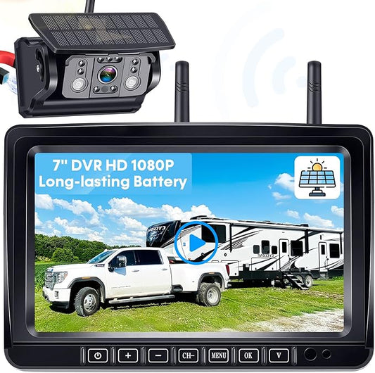 Magnetic RV Backup Camera Wireless with 7" Monitor: 1-Min No Wiring Esay Setup for Trailer Camper - 1080P HD See Every Obstacle Clearly for Campsite Reversing & Drive Monitoring