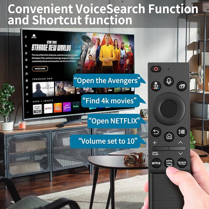 BN59-01357A BN59-01357F BN59-01357P Solar Voice Remote Replacement for Samsung Frame Smart TV Remote with Rechargeable Solar Cell