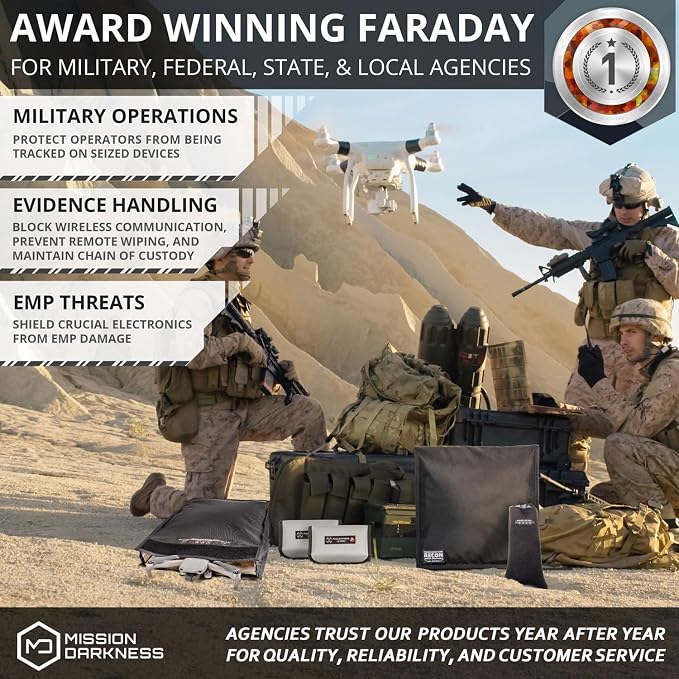 Mission Darkness Recon Faraday Drone Shield // Military-Grade RF Shielding for Drones UAVs Electronics Mobile Devices // Digital Forensics Signal Isolation Anti-tracking Travel Protection Bag