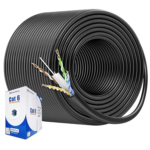 Cable Matters [UL Listed] 10Gbps in-Wall Riser Rated (CMR) 23AWG Bare Copper Cat6 Ethernet Cable - 1000ft, Solid, UTP Cat 6 Ethernet Cable Spool, Cat 6 Cord Bulk, Black