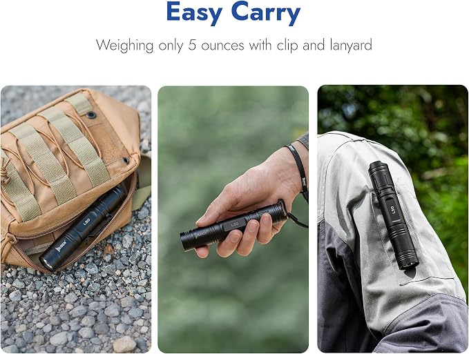 WUBEN L50 Rechargeable Tactical Flashlight, 1200 High Lumens Super Bright Handheld Flashlighs, IP68 with 5 Mode Pocket Light, LED Tail Switch Flash Light for Emergencie Camping Home Inspection Repair