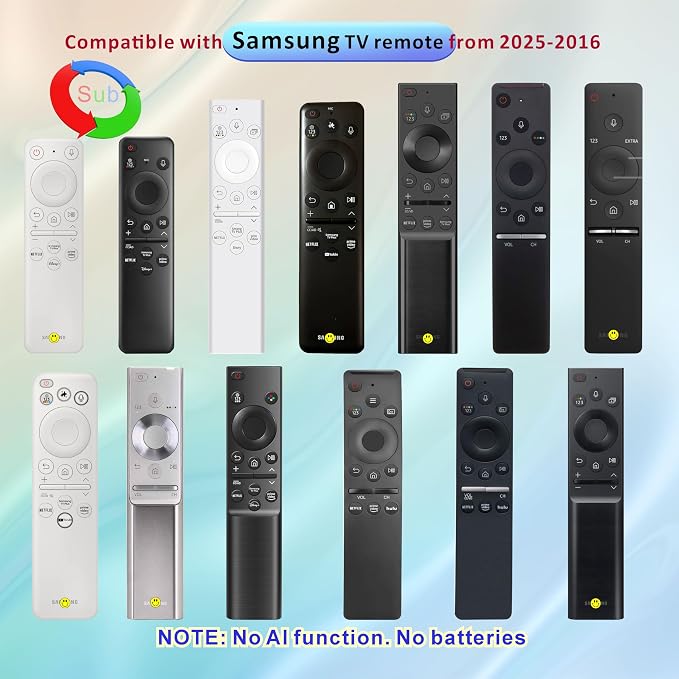 Replacement for Samsung Smart TV Remote Control 2026-2019 | Universal, Bluetooth, Voice, No Rechargeable, No Solar