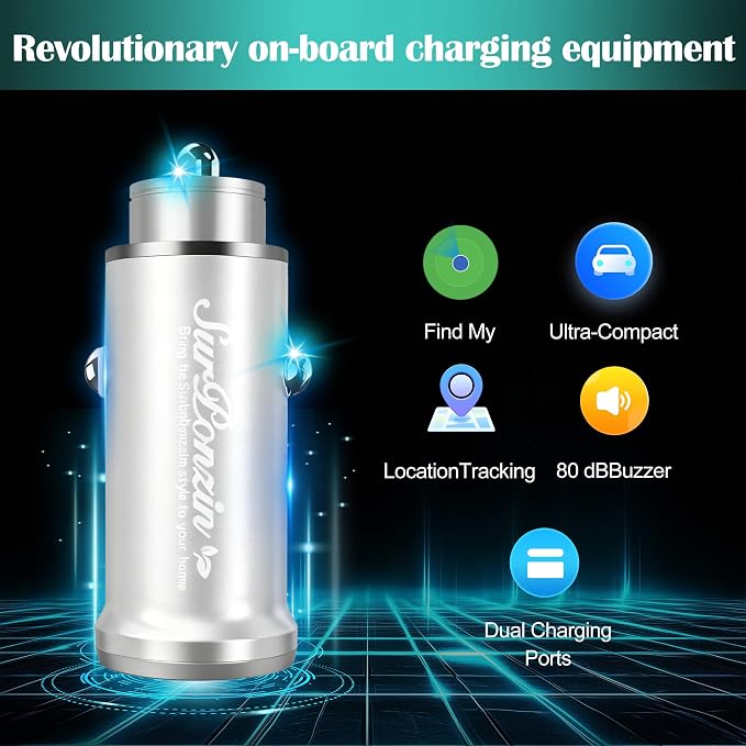Car Anti-Loss Device with Charging Port - Real-Time Location Tracking, Compatible with Apple Find My (iOS Only)-Sliver