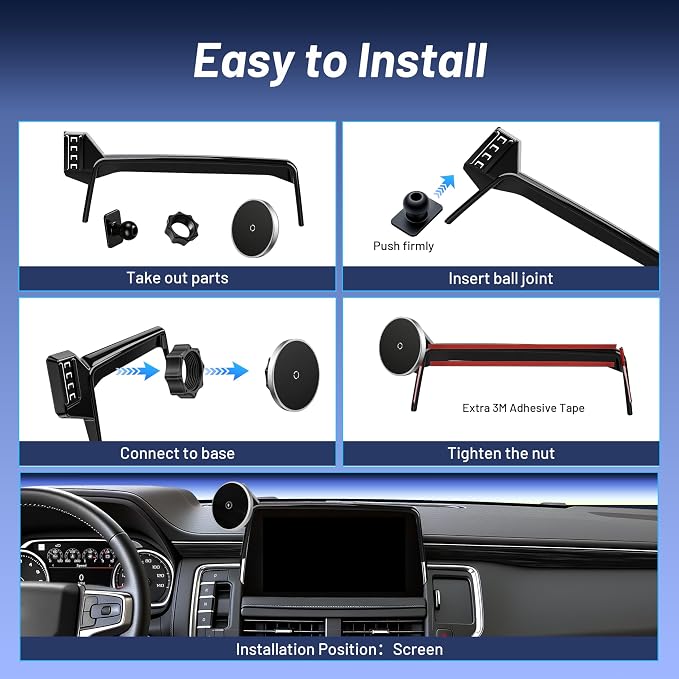 Wireless Car Charger for Chevy Suburban (2021-2023 2024, 10.2 Inch) / Tahoe/GMC Yukon/Yukon XL, iPhone Magnetic Car Mount, 15W Magsafe Phone Holder for Samsung & Google, 2022 Car Accessories