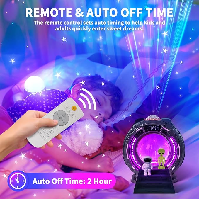 Star Projector Light with Bluetooth Speaker, Plasma Balls Galaxy Starry Projector with Aurora Lighting and Remote Control, LED Clock Lamp Sky Night Light for Kids Bedroom