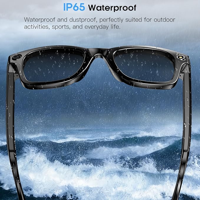 AI Smart Camera Glasses for Men Women, 4K Photography,1080P HD Video Recording,Real-Time Translation, Open-Ear Audio,Voice Assistant, Lightweight (Black Frame-Photochromic Lens)
