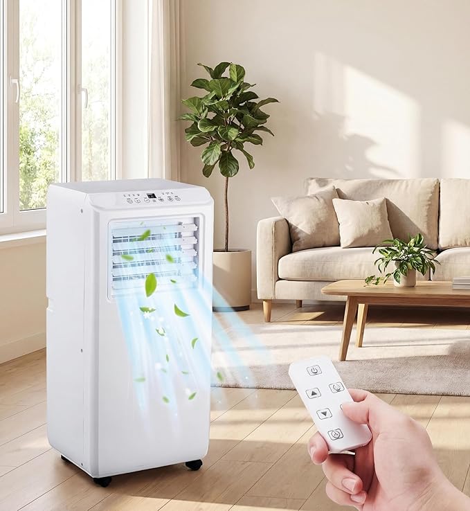 10,000 BTU Portable Air Conditioner for Rooms up to 450 Sq.Ft, 3-in-1 Cooling Unit with Dehumidifier & Fan, Includes Remote Control and Easy Installation Kit