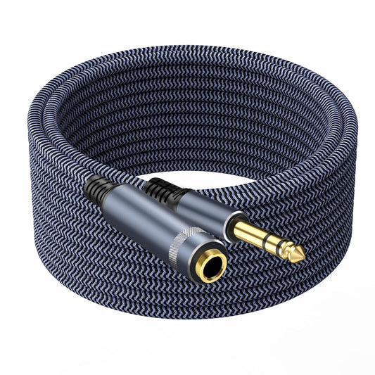 1/4" Male to Female Stereo Headphone Extension Cable - 15ft, Quarter Inch Guitar Cable
