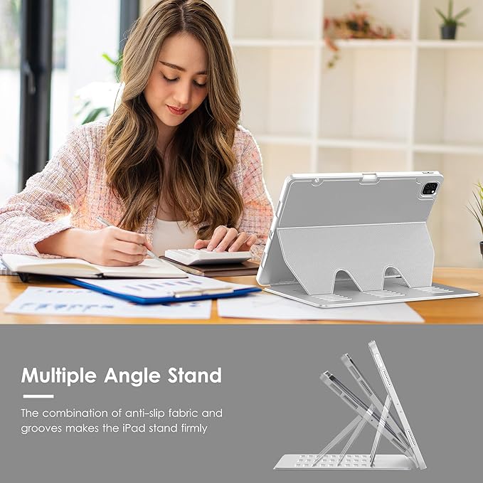 VIKESI Case for iPad Air 13 inch (M4) 2026 / (M3) 2025 / (M2) 2024,Multiple Angles Magnetic Stand Cover,Shockproof Soft Back,Pencil Holder,and Auto Sleep/Wake,Gray