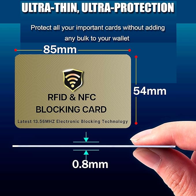 SaiTech IT RFID Blocking Cards, 2 Pack One Card Protects Entire Wallet Purse For Men & Women, NFC Contactless Bank Debit Credit Card Protector ID ATM Guard Card – Golden