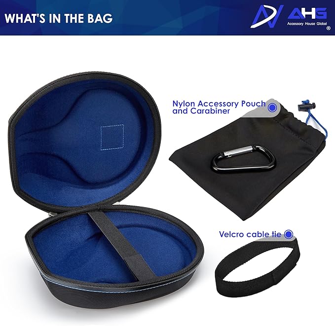 AHG Accessory House Global carrying case compatible with Sennheiser HD 650 HD 660S HD 660S2 HD600 Massdrop X HD 6XX HD58X Jubilee HD580 and HD565 headphones. Ultimate protection/Easy transport