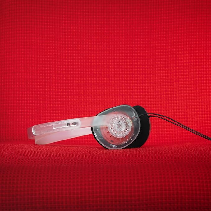 Koss KPH30i Clear Retro Style On-Ear Headphones, in-Line Microphone and Touch Remote Control, D-Profile Design, Wired with 3.5mm Plug, 90s Transparent Design