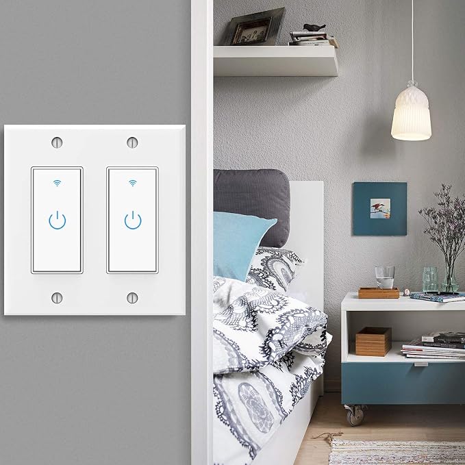 WiFi Light Smart Switch 2 Gang Touch Wall - Compatible With Alexa Google Assistant and IFTTT