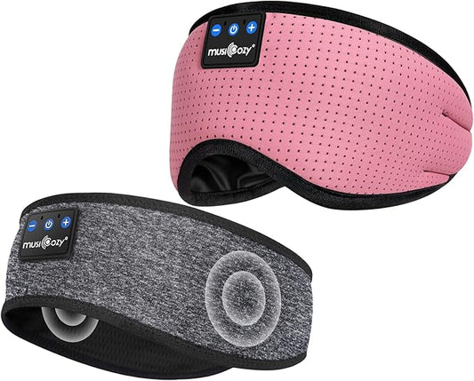 MUSICOZY Bluetooth Sleep Mask and Headband Bundle – Wireless Headphones Set for Sleep, Travel, and Exercise