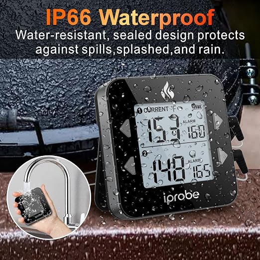 Dual Probe Rechargeable & Waterproof Digital Meat Thermometer for Food - Large LCD Backlight Cooking Thermometer for Kitchen Smoker Oven Grill BBQ Candy