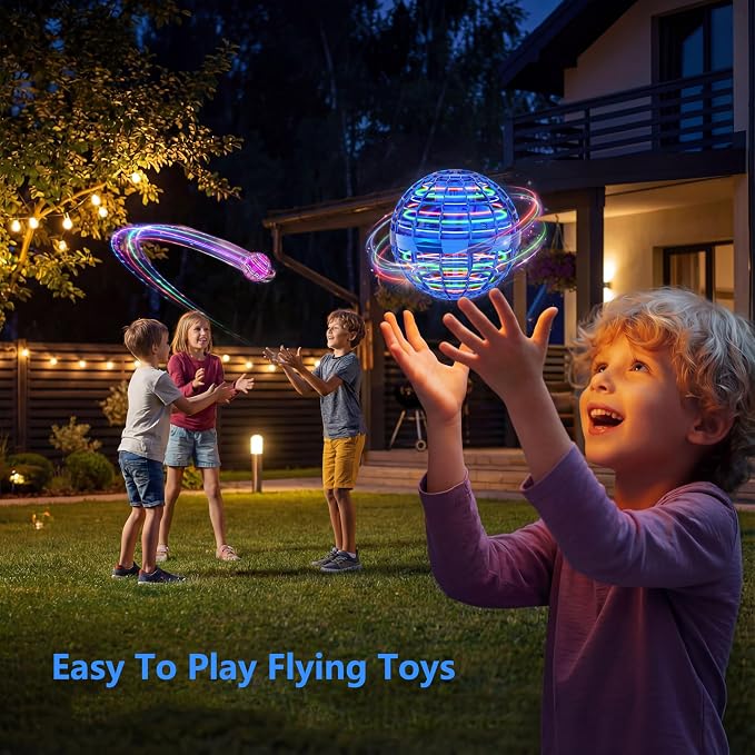 Cosmic Globe Flying Orb Ball, Safe & Durable Flying Ball for Kids, Hand Controlled Magic Hover Ball with 360° Flips, Fun Indoor Outdoor Toy for Boys Girls 6-12+（Blue）