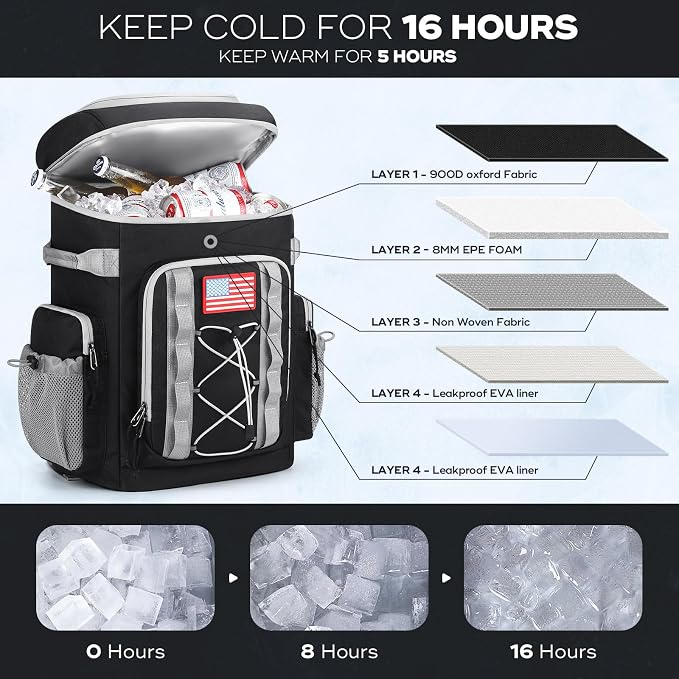 Maelstrom Backpack Cooler,Soft Lightweight Leakproof Cooler Backpack,Men Women 35/50 Can Insulated Cooler Bag,Keeps Hot/Cold for Up to 16 Hours,Perfect for Camping, Beach