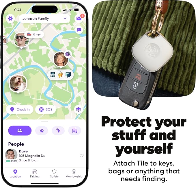 Tile by Life360 Mate Bluetooth Tracker, Keys Finder and Item Locator for Keys, Bags and More. Phone Finder. Both iOS and Android Compatible. 1-Pack (White)