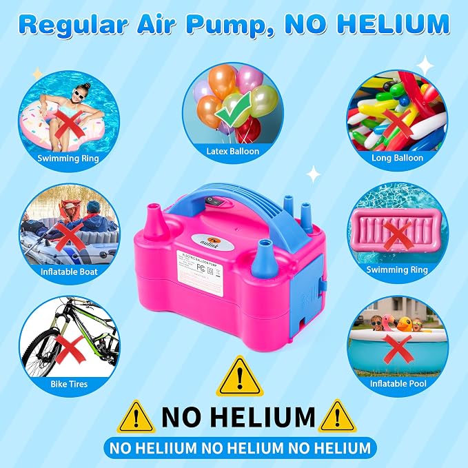 Electric Balloon Pump, Portable Electric Balloon Blower Machine Balloon Air Pump Dual Nozzle 110V 600W Balloon Inflator for Party Decorations