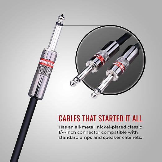 Monster Cable Prolink Classic Speaker Cable 12 ft – 1/4-Inch to 1/4-Inch Instrument & Amp Cable, Straight Connectors, Duraflex Jacket, Audio Cable for Guitar, Bass, Amplifier and Speaker