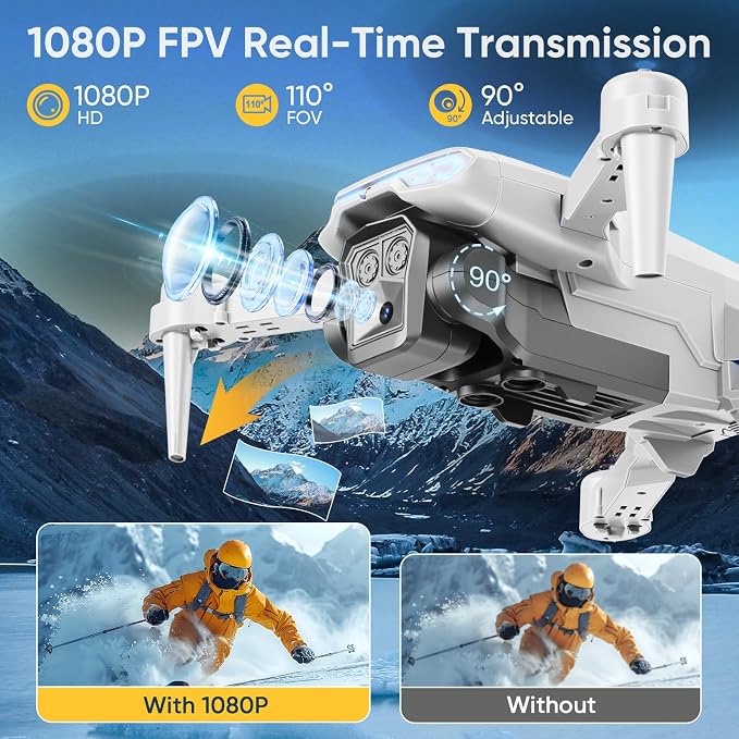 1080P Drone with Camera for Adults, Kids & Beginners, Foldable FPV Quadcopter with One Key Takeoff/Landing, Gesture Control, 360° Flips, 2 Batteries, Easy Flying Toy Gift for Teen Boys and Girls