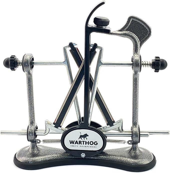 Warthog V-Sharp A4 Knife Sharpener, Ideal for Home Cooks, Fishermen, Hunters, Diamond Rods, Adjustable Angles, Metal Frame