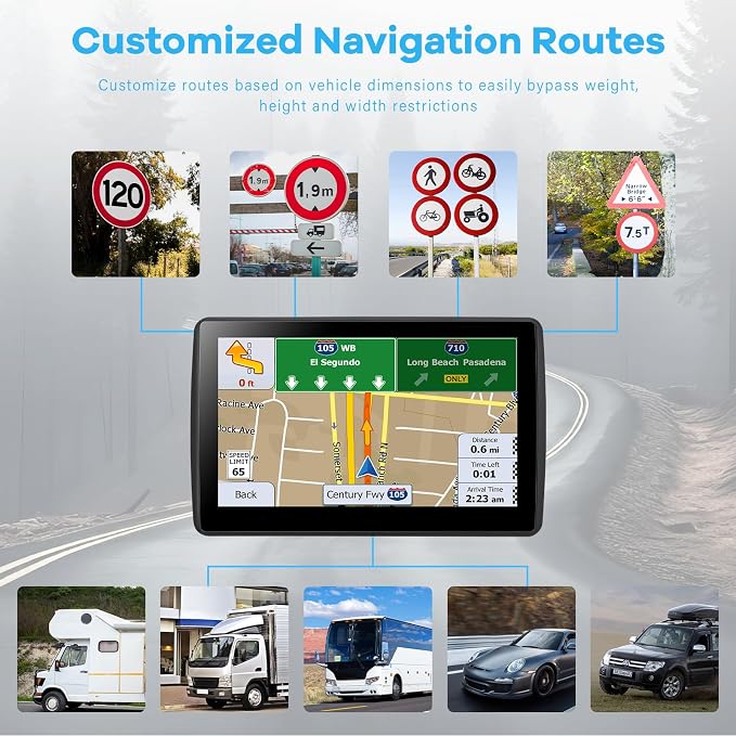7 Inch GPS Navigator for Car Truck RV, 2026 Latest Map GPS for Car with Free Lifetime Updates, Voice Guidance, Speed Alerts, Custom Routing, HD Touchscreen