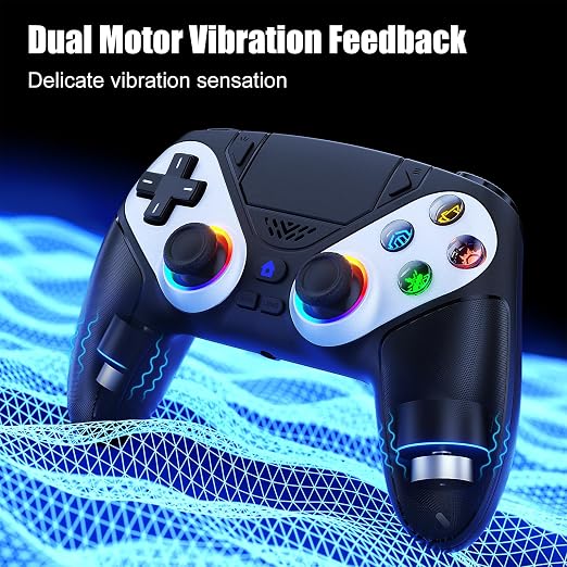 Nonbliep LED Wireless Controller for PS5, Compatible with PS5/PC, Dual Vibration, Macro/Turbo Function, 3.5mm Audio Jack, 6-Axis Motion Control Gamepad with Speaker