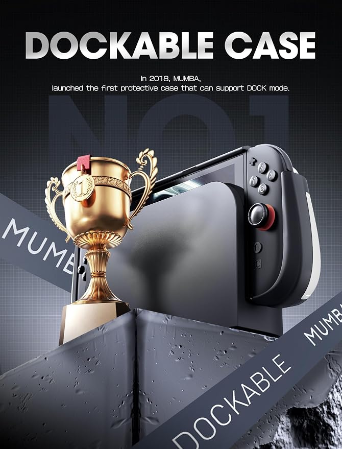 Mumba Dockable for Nintendo Switch 2 Case with Flip Stand, [Titan] Ergonomic Switch 2 Grip Protective Cover Holds 5 Game Cards & 2 TF Cards TPU Accessories and Quick-Release Joy-Con Design(White)