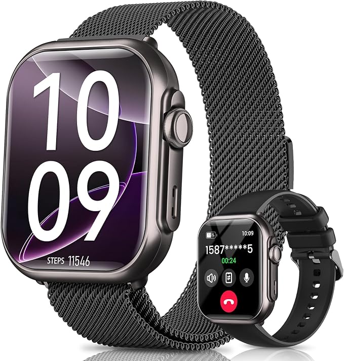 Smart Watch for Men Women - Answer/Make Call/30 Days Battery/2 Bands, 1.85" HD for Android iPhone Samsung Compatible IP68 Smartwatch Blood Oxygen Heart Rate Blood Pressure Sleep Fitness Tracker Reloj