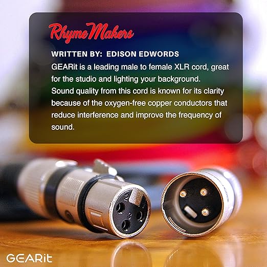 GEARit XLR Cables, Male to Female Microphone Cable 3-Pin Balanced Shielded Mixer XLR to XLR Cable for Recording Studio, Podcast, 6ft 2pack