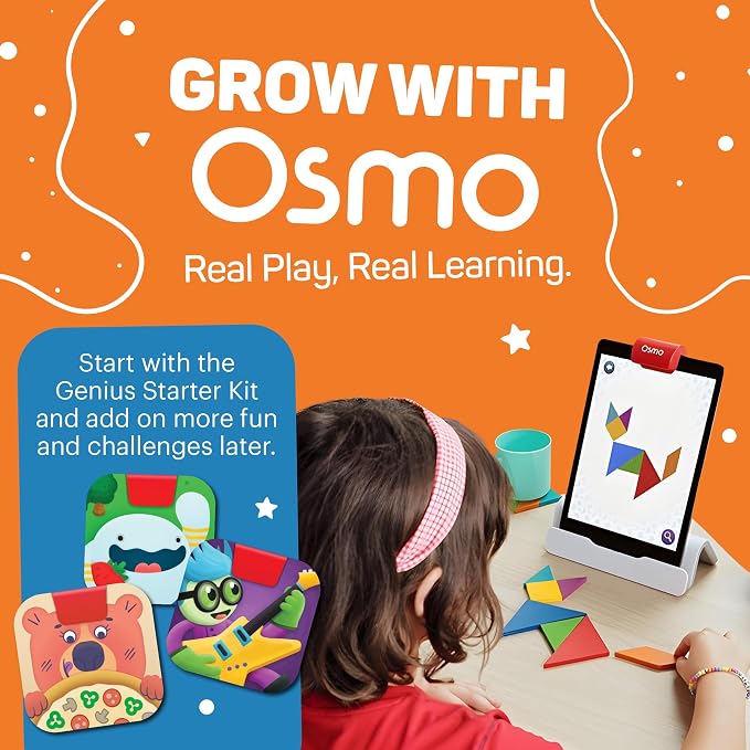 Osmo Genius Starter Kit for Kids Ages 6–10 | 5 Educational Learning Games | iPad Compatible | Educational STEM Learning System | Base Included (5 Games iPad)