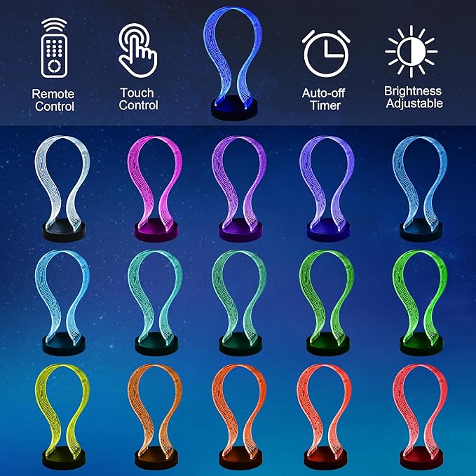 Ammonite Light Up Headphone Stand, 16 Color Lights Gaming Desk Accessory with 1 USB Charging Port and 1 Type-C Charging Ports, USB Power and PCB Pattern, Gifts for Gamers Boyfriend Boy Man